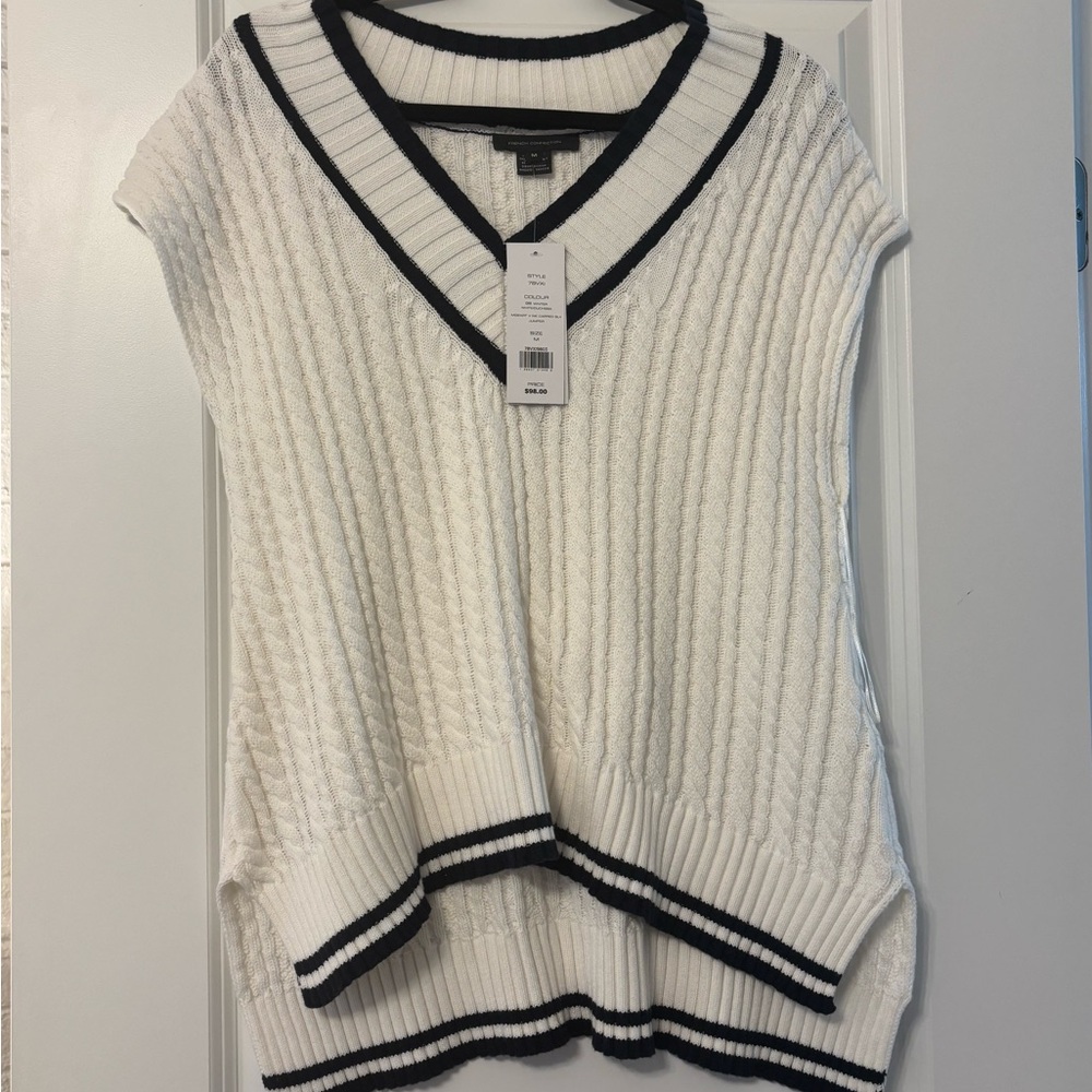 Brand New French Connection Mozart V Neck Capped Sleeve Jumper